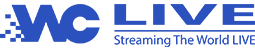 WC Live logo in blue with text "Streaming The World LIVE" for digital broadcasting and live streaming services.